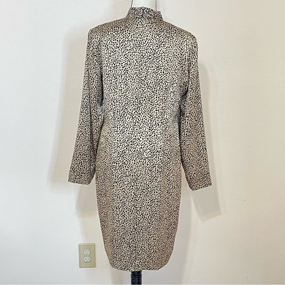 Spenser Jeremy |Silk Mock Neck Leopard Print Dress Size 12 - Picture 2 of 16